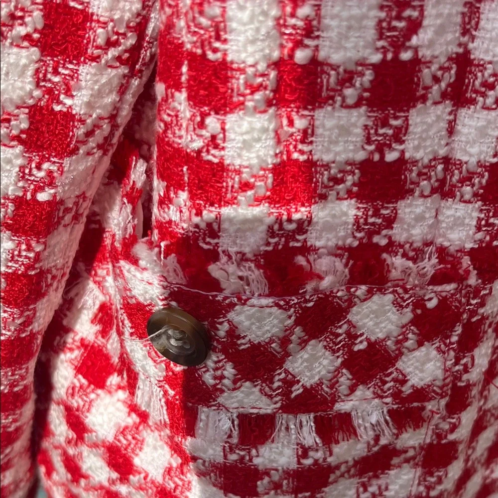 Ann Taylor Red and White Checkered Blazer - Picture 5 of 6